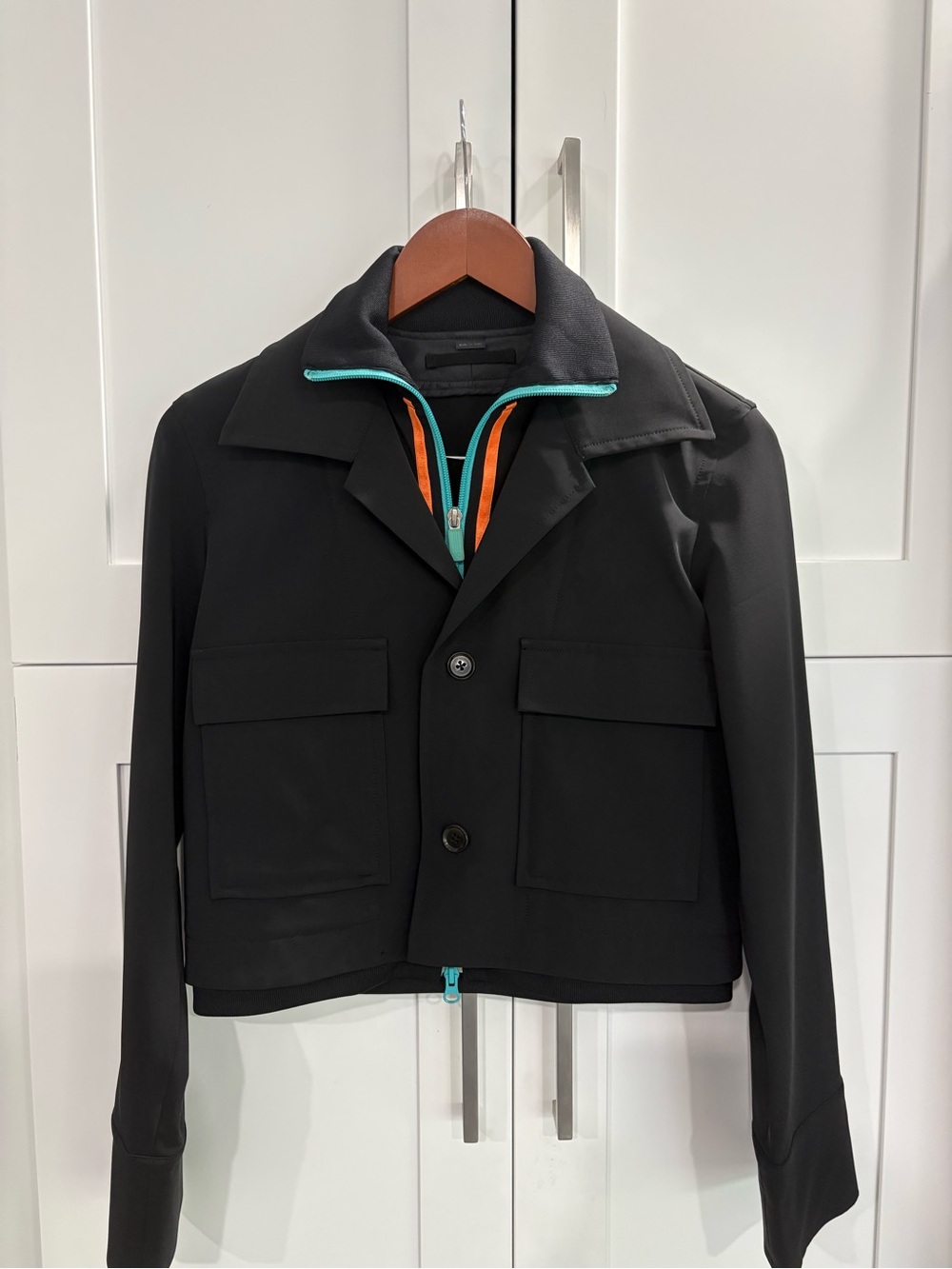 Y-3 by Adidas Black Jacket with Teal and Orange Trim